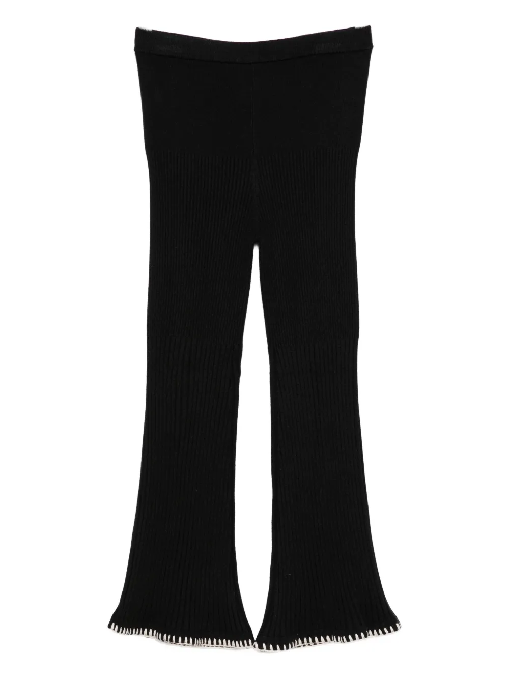 Twinset Ribbed Flared Trousers In Black