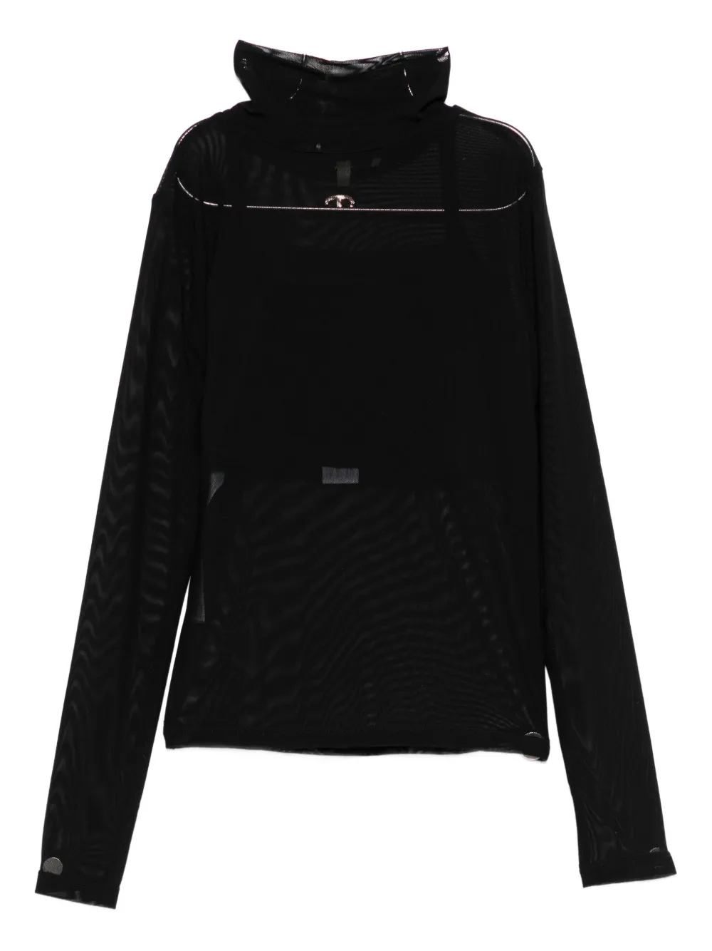 Twinset High-neck Mesh T-shirt In Black