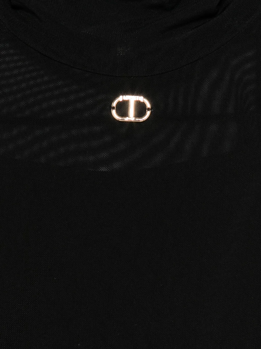 TWINSET Kids Mesh T-shirt met hoge hals Zwart