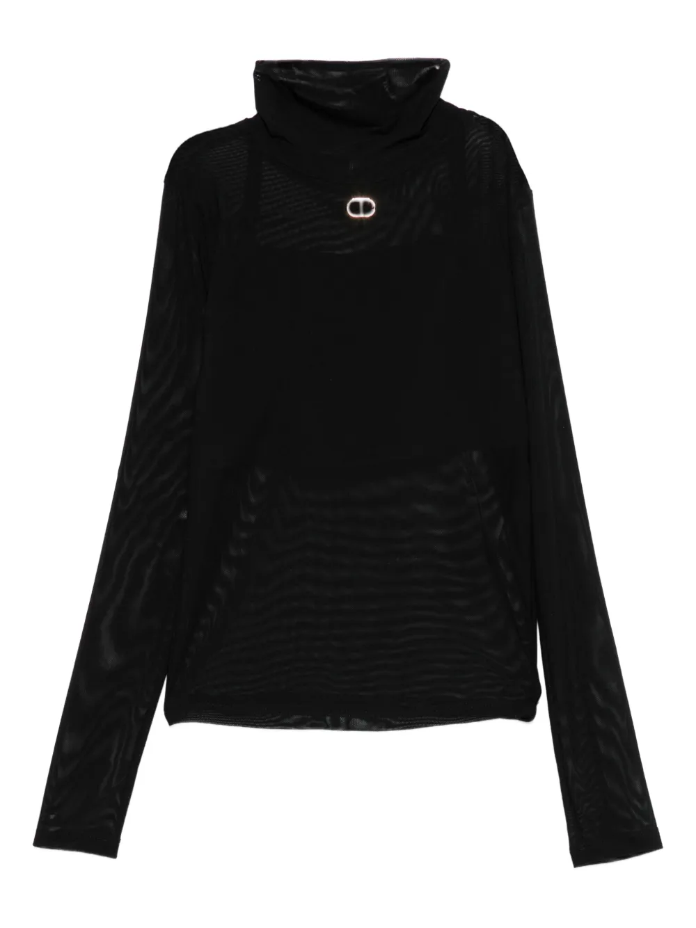 TWINSET Kids high-neck mesh T-shirt | Black | Image 1