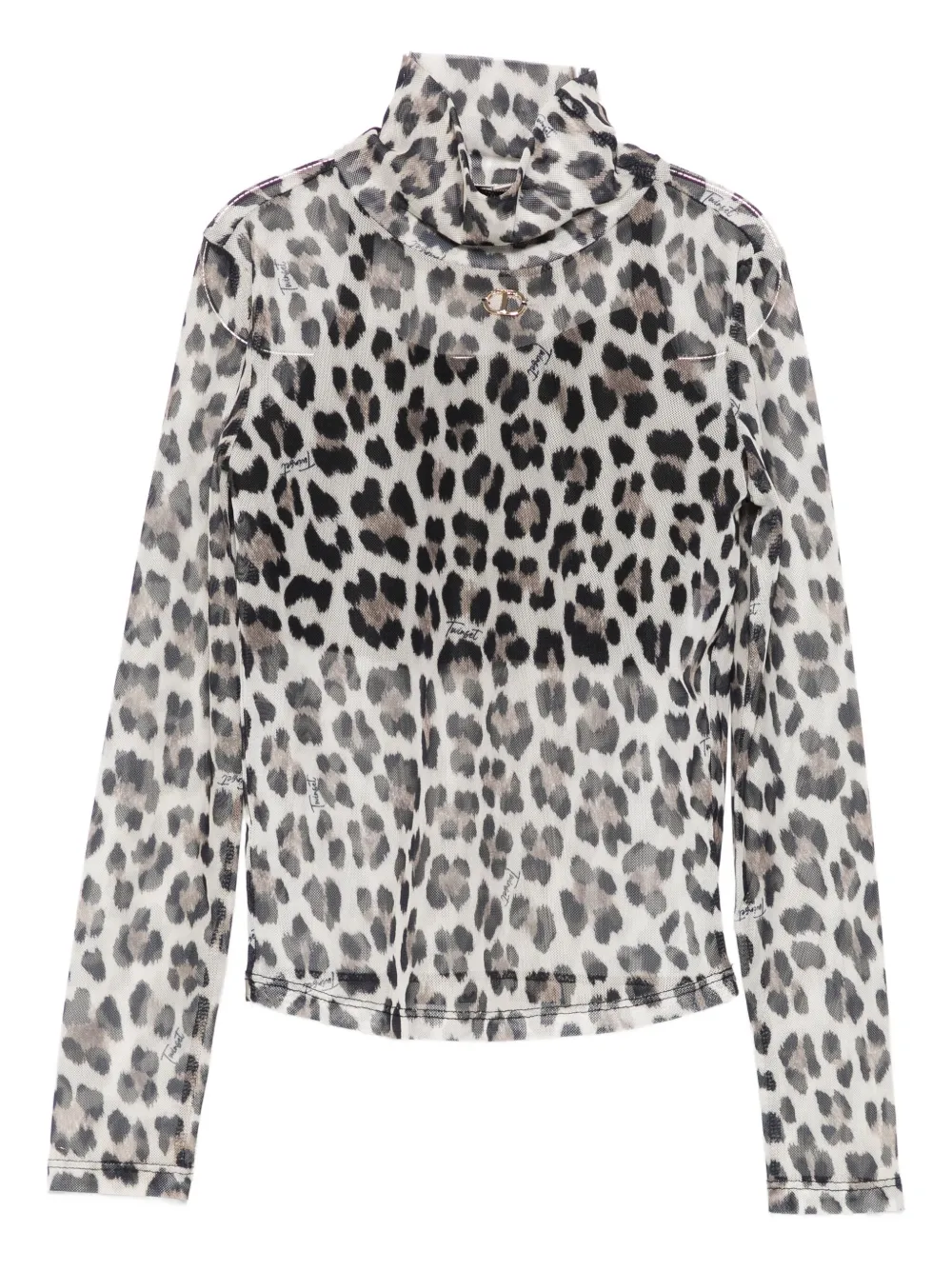 Twinset Leopard-print High-neck Top In Animal Print