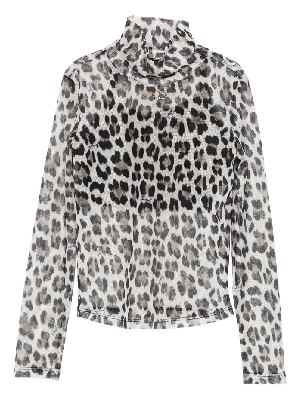TWINSET Kids leopard-print high-neck top | Black | Image 1