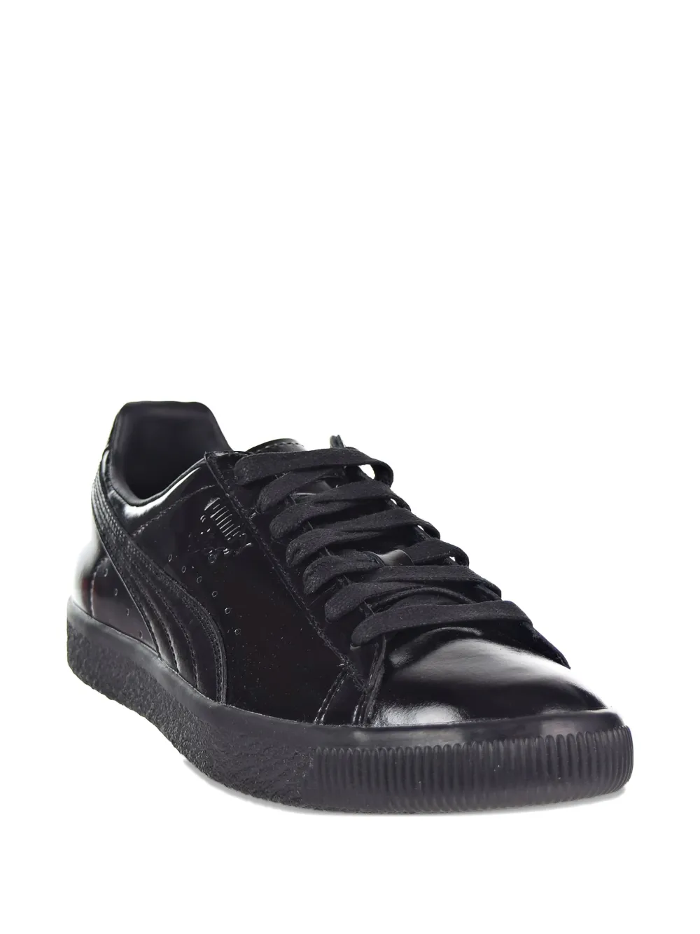 PUMA Clyde patent leather low-top sneakers Black