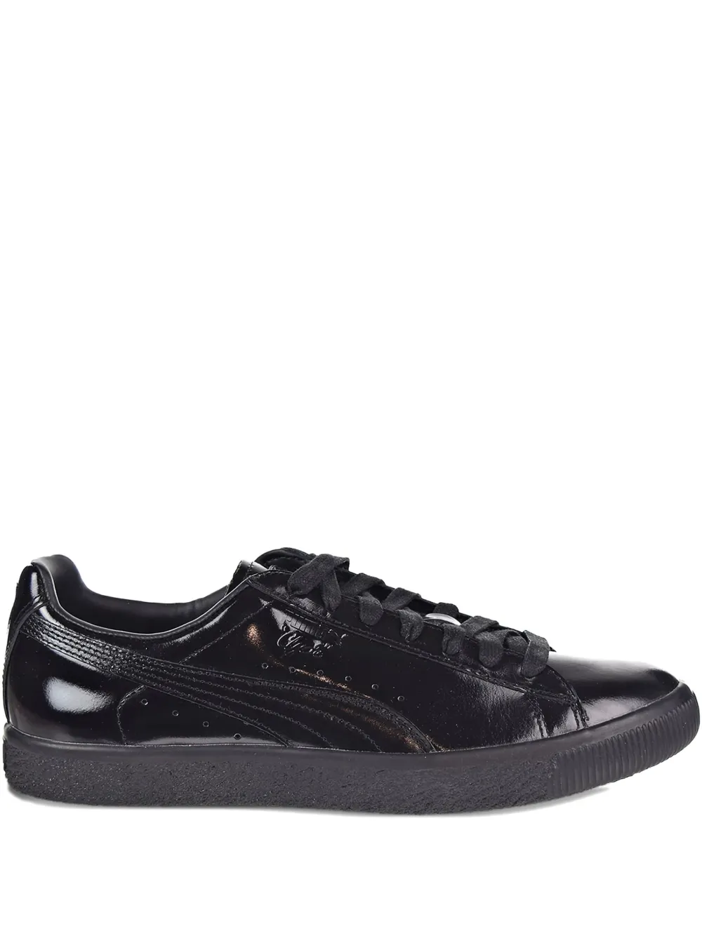 PUMA Clyde patent leather low-top sneakers Black