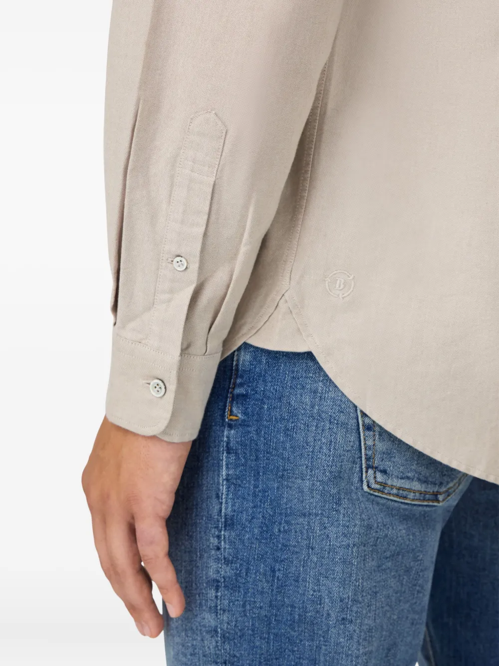 Boggi Milano Polo-collar Linen Shirt In Neutral