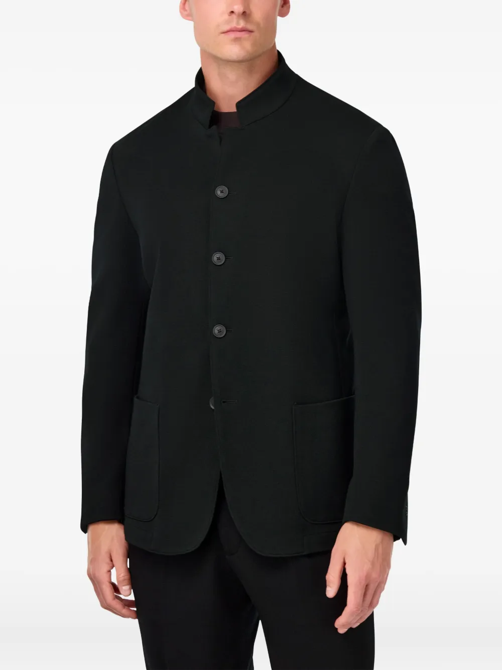 Boggi Milano Blazer met opgestikte zak en mandarijnkraag Zwart