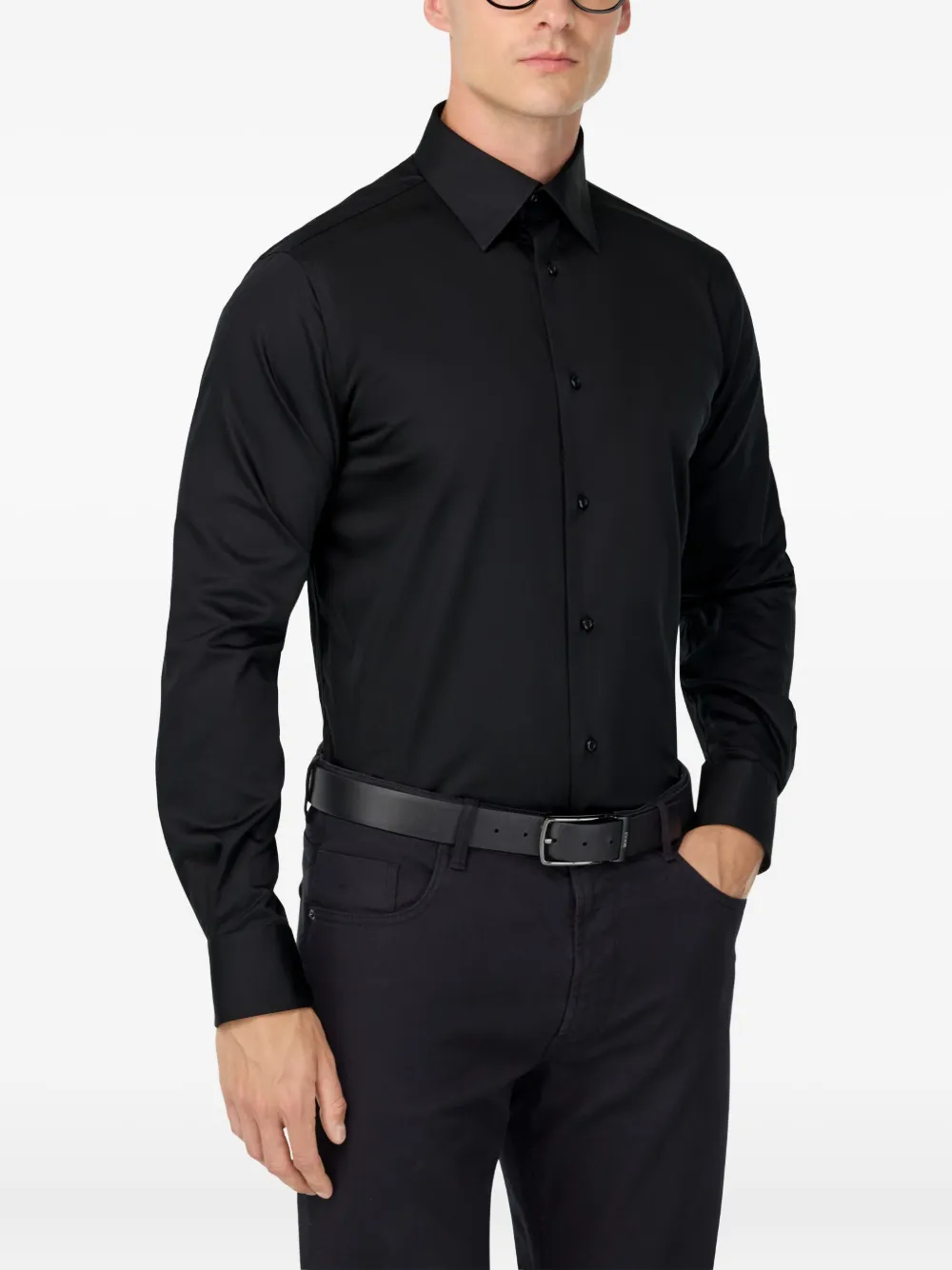 Boggi Milano Spread-collar Shirt In Black