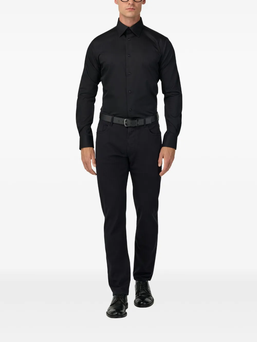 Boggi Milano Spread-collar Shirt In Black