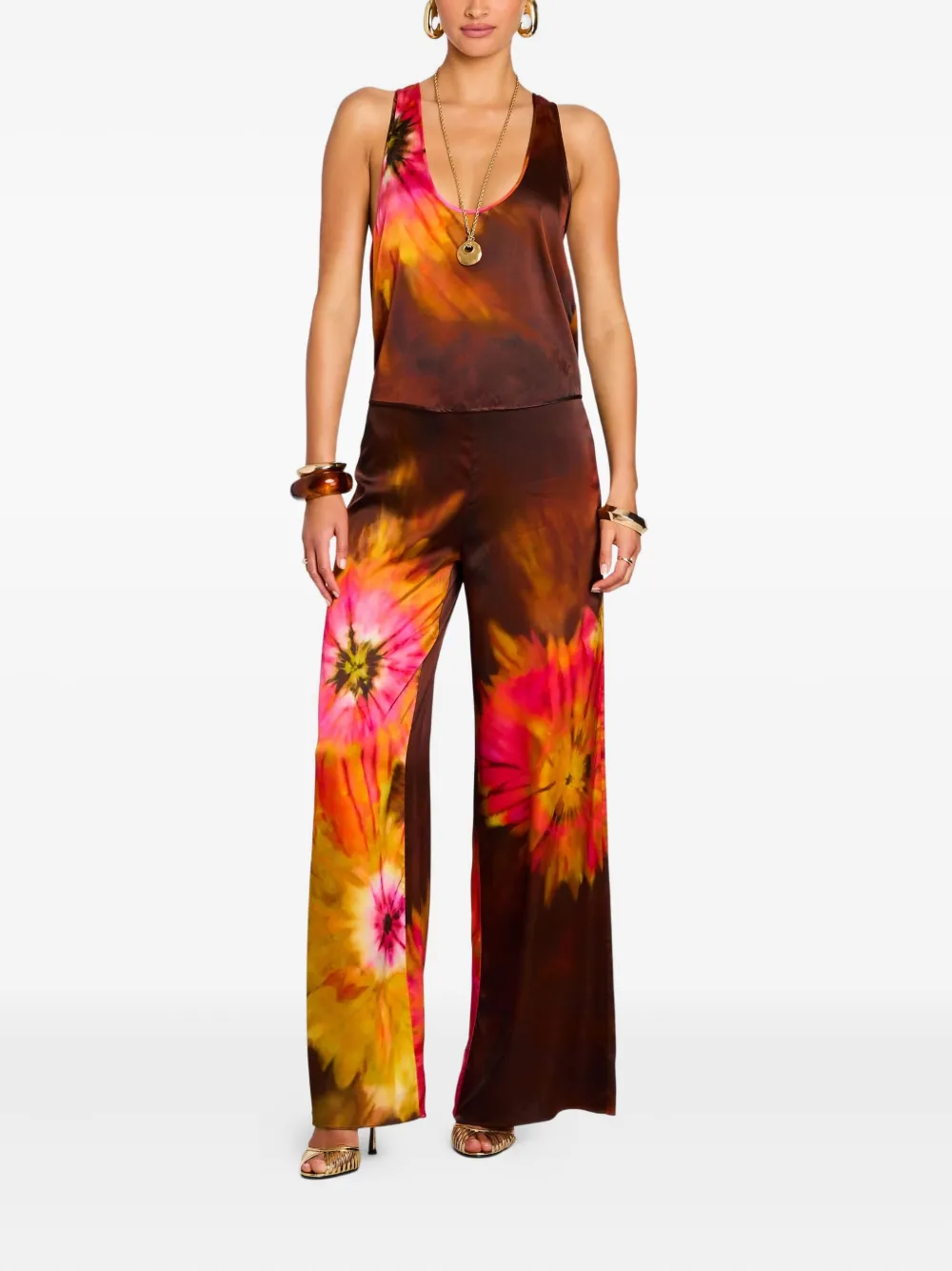 Retrofete sunny floral-print palazzo pants - Bruin