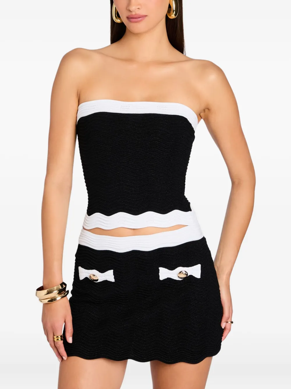 Retrofete Hart wave-knit top | Black | Image 1