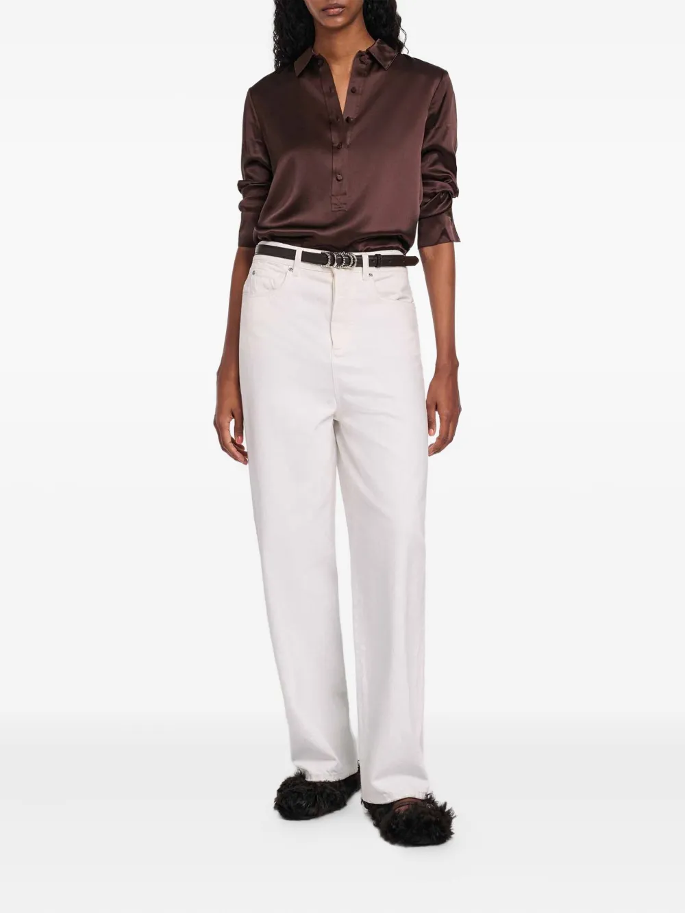 Dorothee Schumacher Button-down satijnen blouse - Bruin