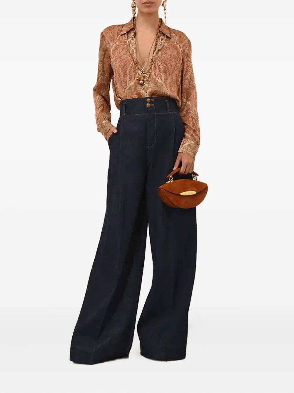 ZIMMERMANN high-waist pleated jeans - Blauw