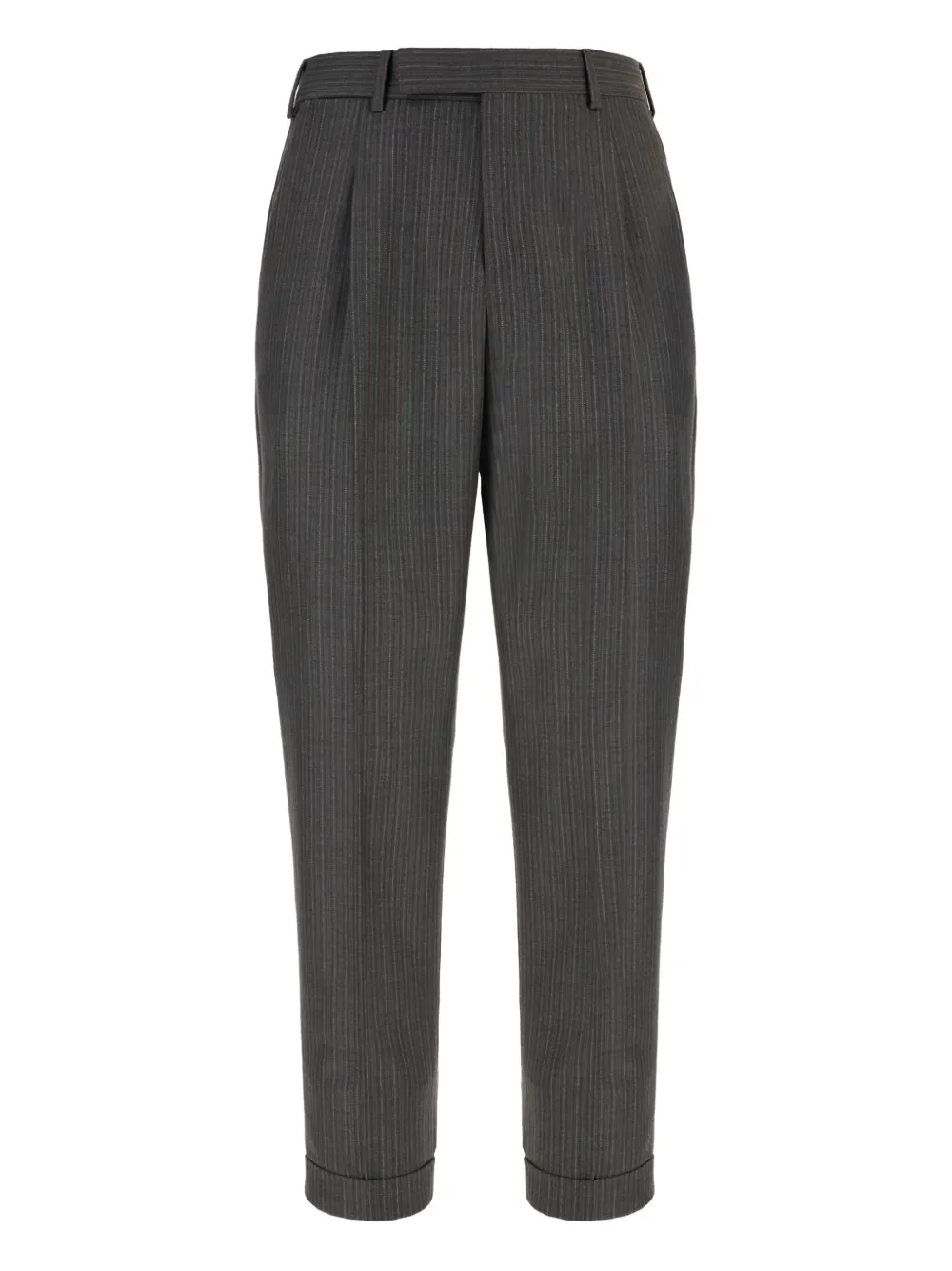 Pt Torino Pinstripe Pleated Trousers In Gray