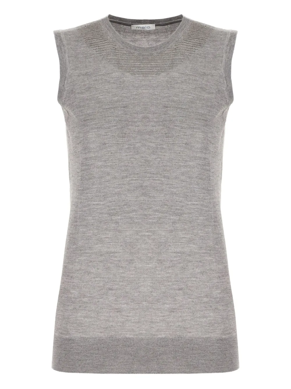 Malo Rhinestone-embellished Knitted Top In Gray