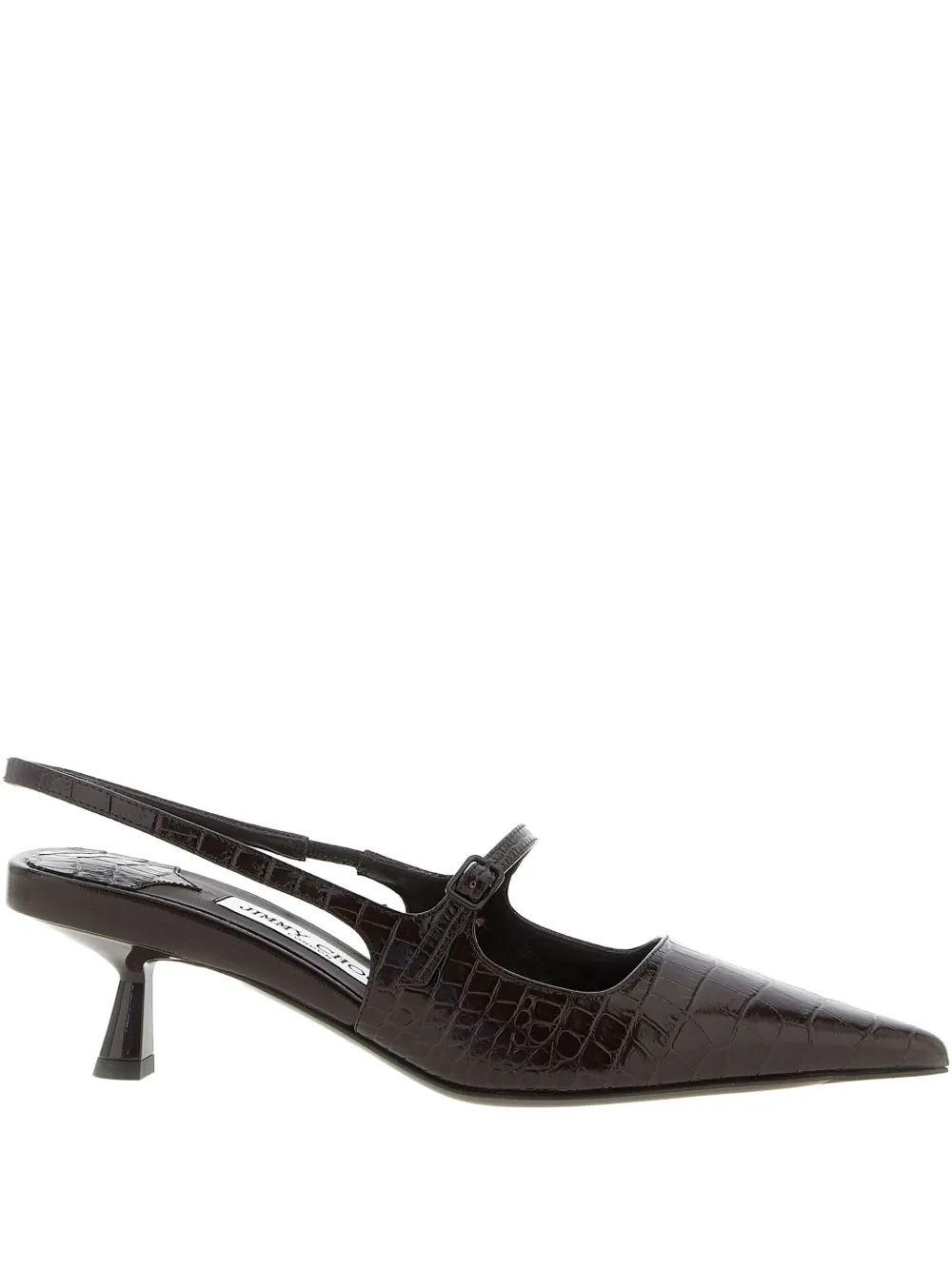 Jimmy Choo 45mm crocodile-embossed slingback pumps Brown