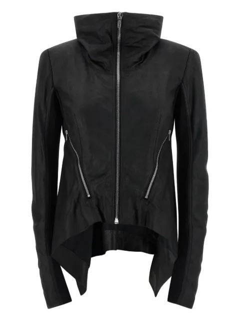 Rick Owens fold-neck zip-front leather jacket