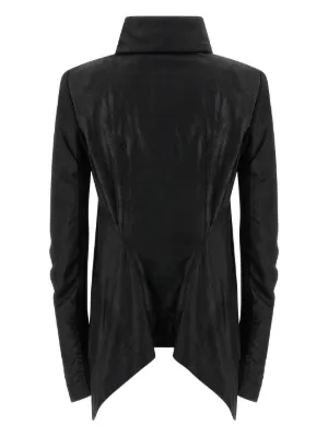 Rick Owens フォールドネック レザージャケット | ブラック | FARFETCH JP