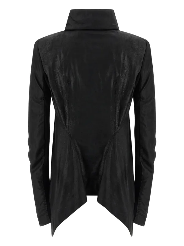 Rick Owens フォールドネック レザージャケット | ブラック | FARFETCH JP