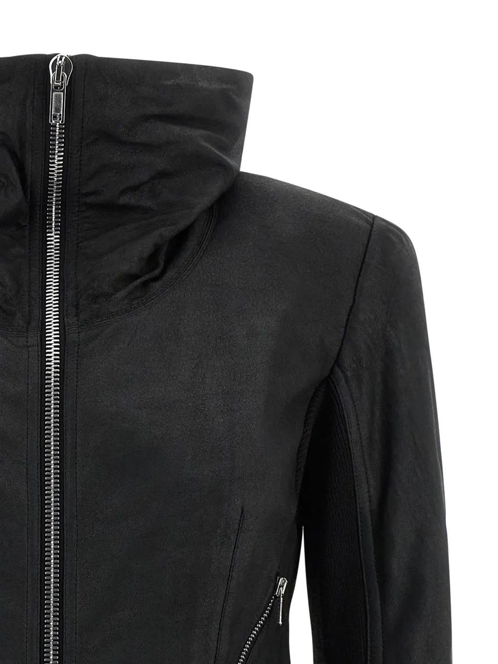 Rick Owens Tailored Leather Biker Jacket Zipper In Black