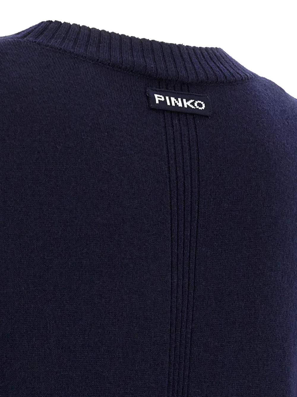 Pinko Crew-neck Contrast-trim Maxi Dress In Blue