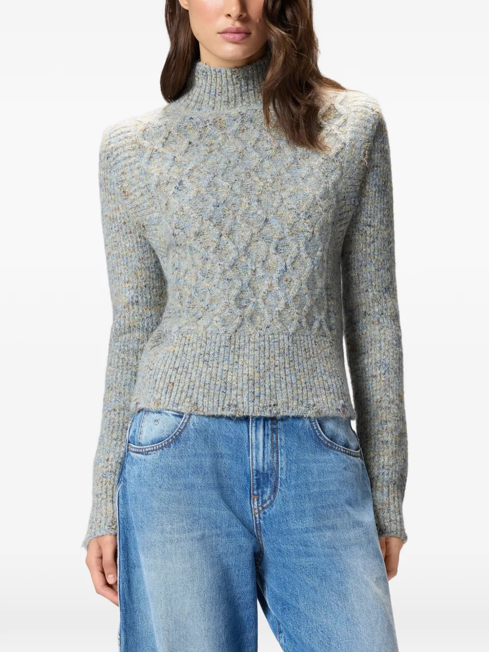 PINKO Proud Mary cable-knit turtleneck sweater - Multicolore