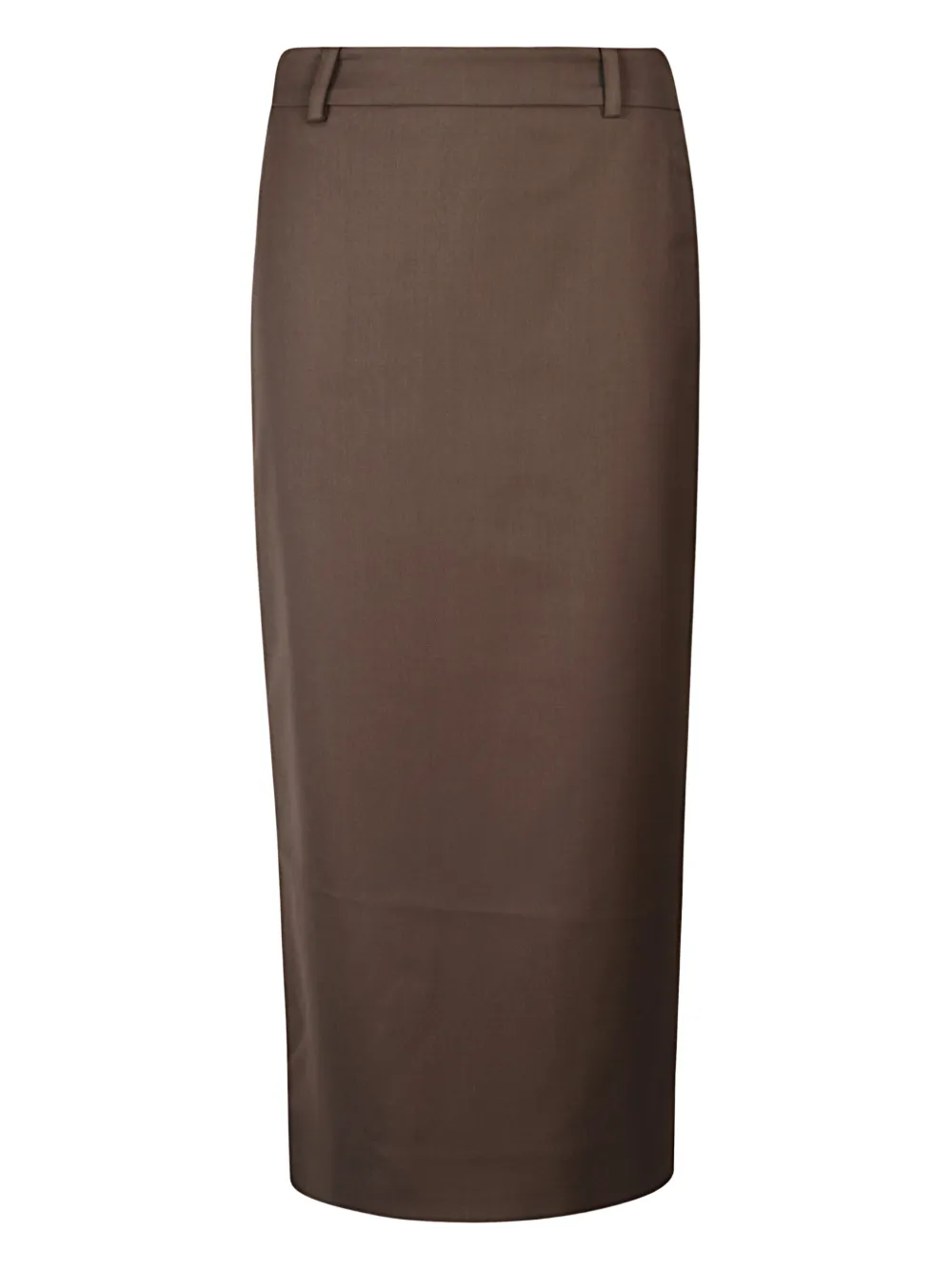 The Frankie Shop Midi Skirt With Back Slit And Belt Loops In Brown