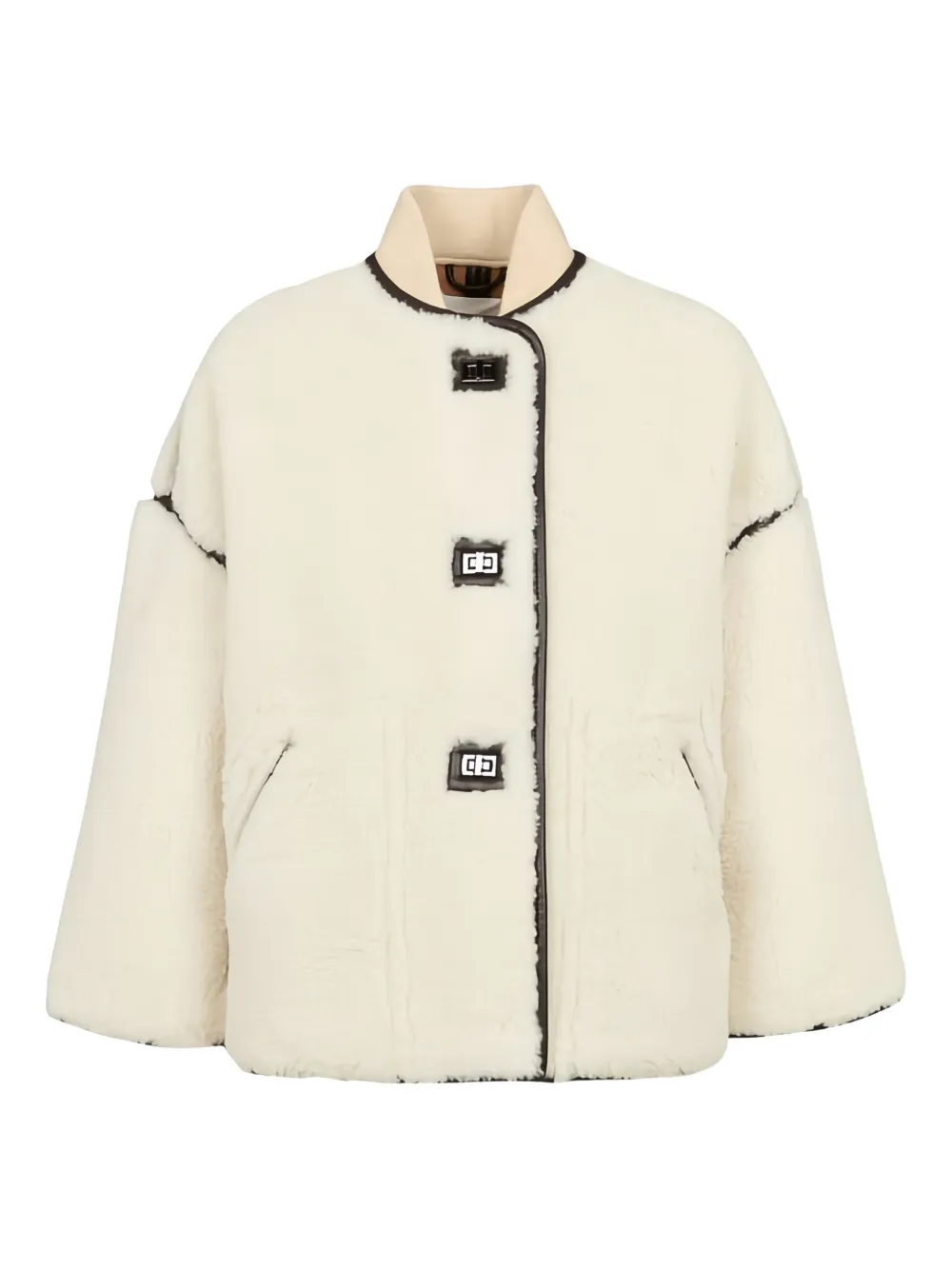 Ba&sh Maury Button Trim Jacket In White