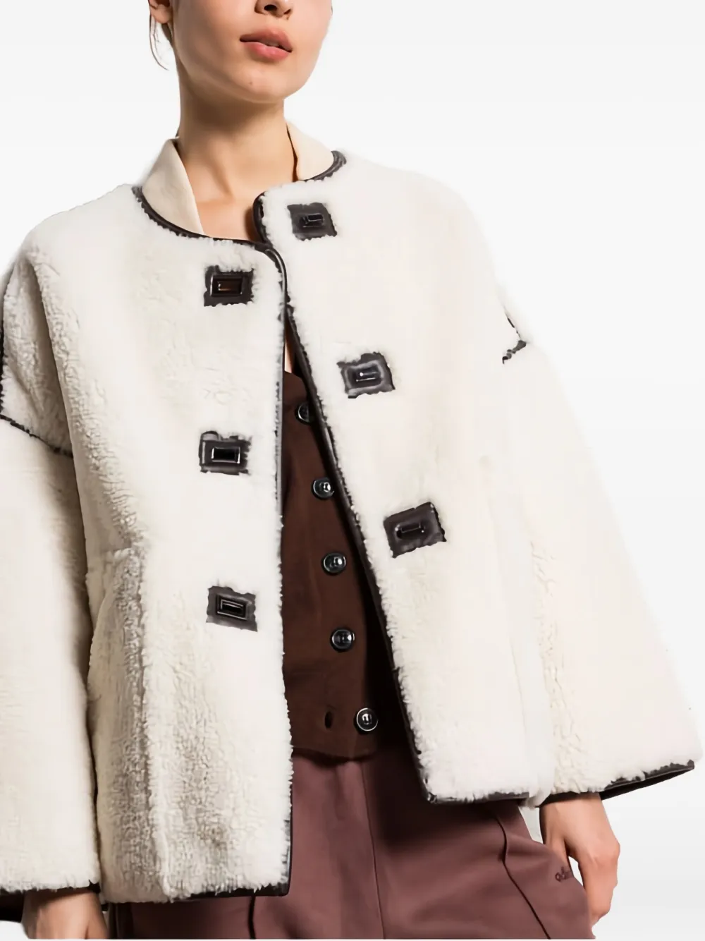 Ba&sh Maury Button Trim Jacket In White