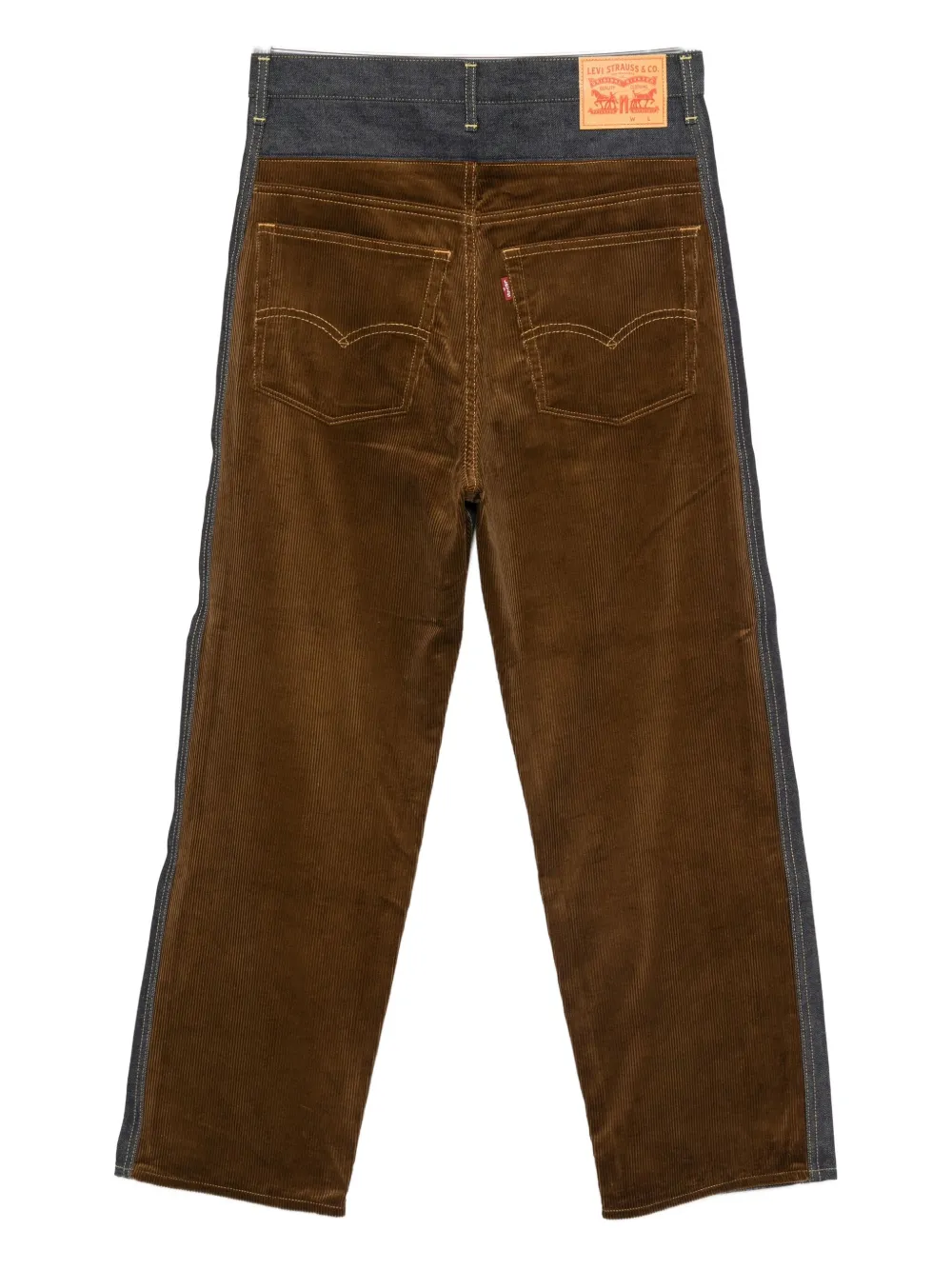Junya Watanabe MAN corduroy-denim panel jeans - Blauw