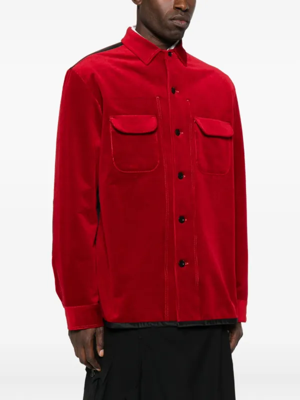Junya Watanabe MAN Panelled Shirt Jacket | Red | FARFETCH AO