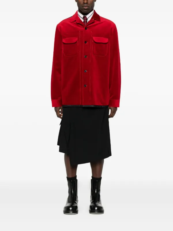Junya Watanabe MAN Panelled Shirt Jacket | Red | FARFETCH AO