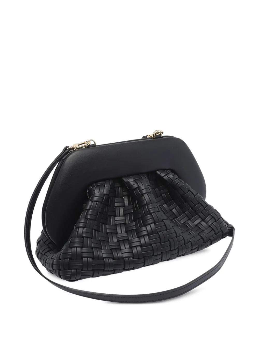 Themoirè Woven Detachable-strap Clutch In Black