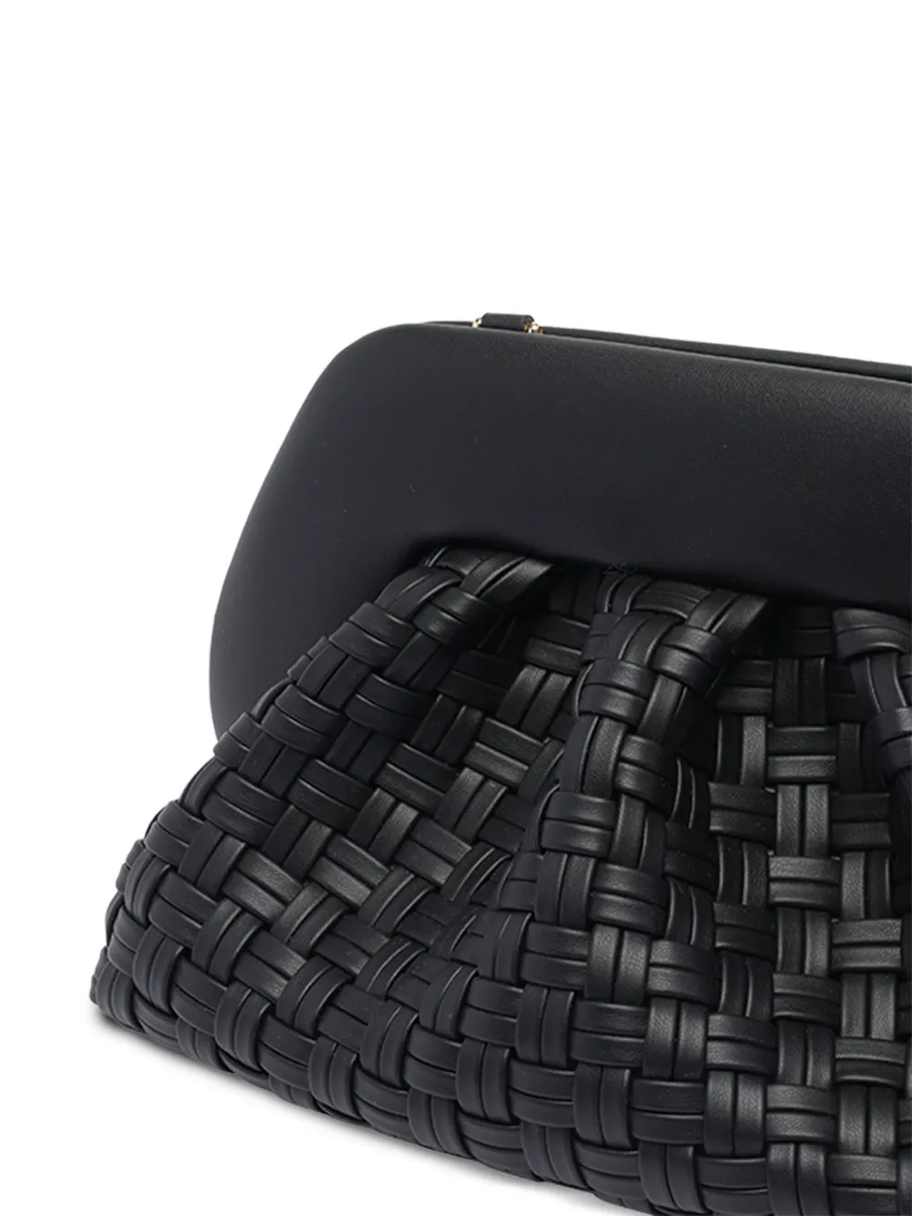 Themoirè Woven Detachable-strap Clutch In Black