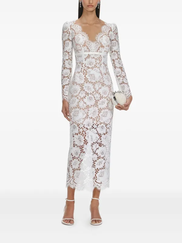 Self-Portrait floral-lace long-sleeve Midi Dress White FARFETCH PH