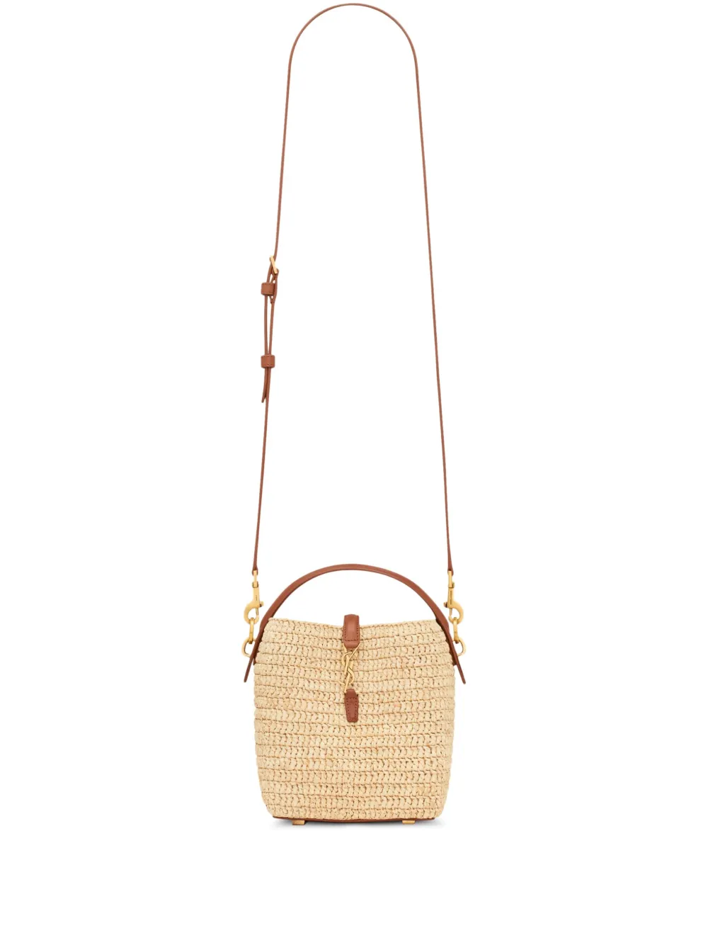 Saint Laurent mini LE 37 raffia bucket bag | Neutrals | Image 1