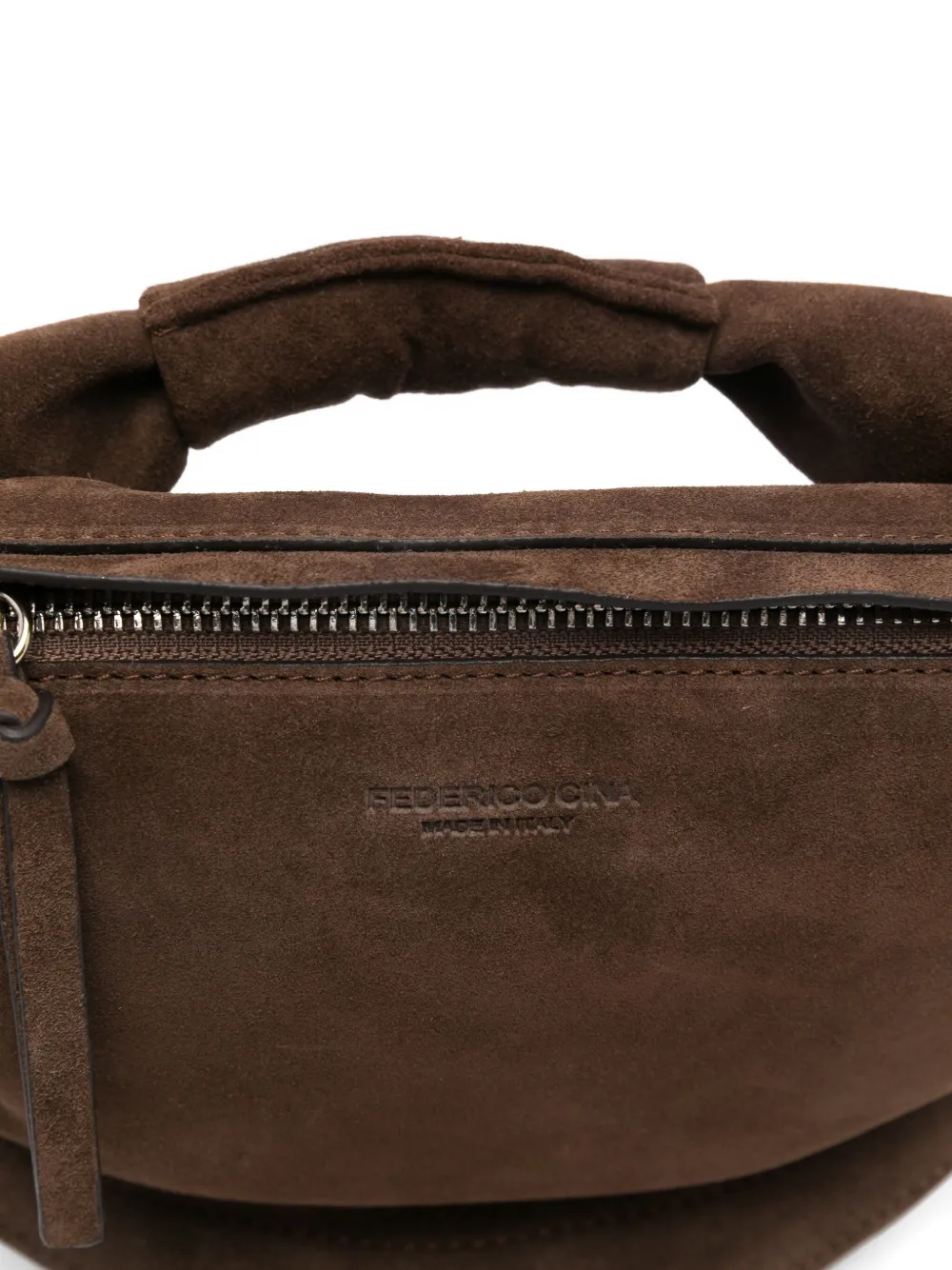 Federico Cina Suede Mini Bag Shoulder Strap In Brown