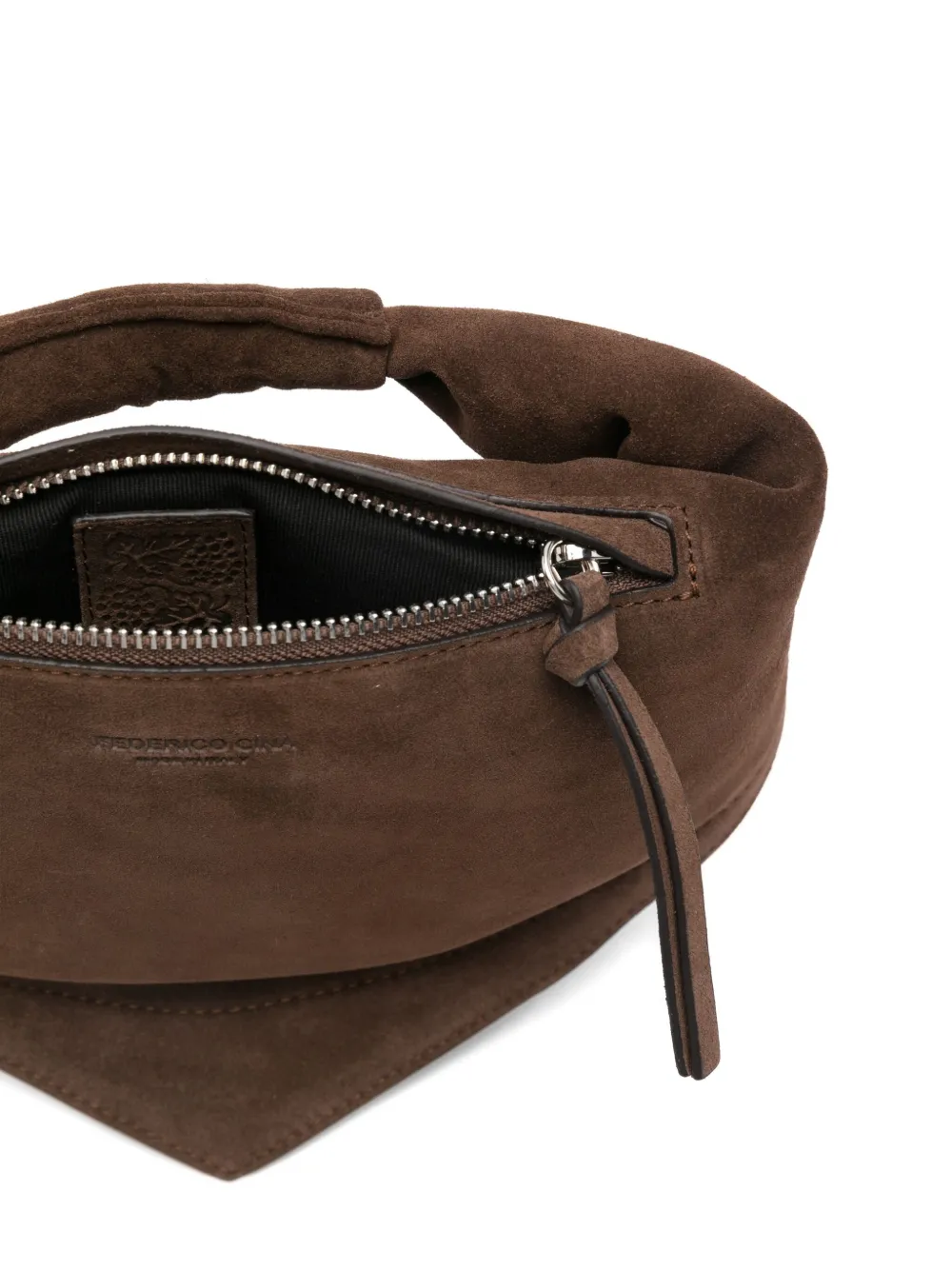 Federico Cina Suede Mini Bag Shoulder Strap In Brown