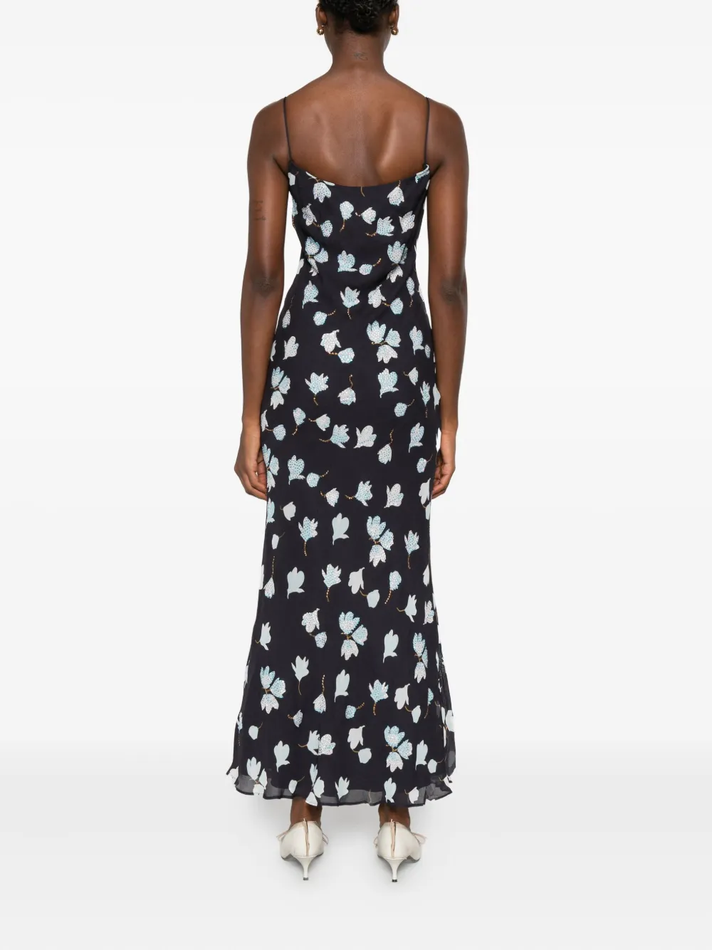 Self-portrait Floral Rhinestone Midi Dress In Blue