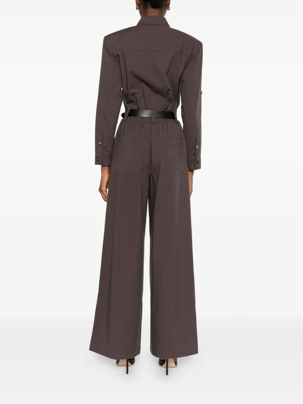Self-Portrait Jumpsuit met ceintuur Bruin