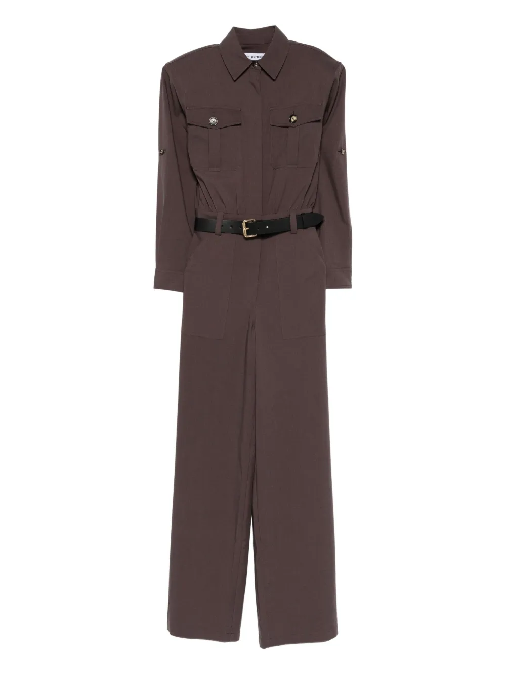 Self-Portrait jumpsuit con cinturón | marrón | Image 1