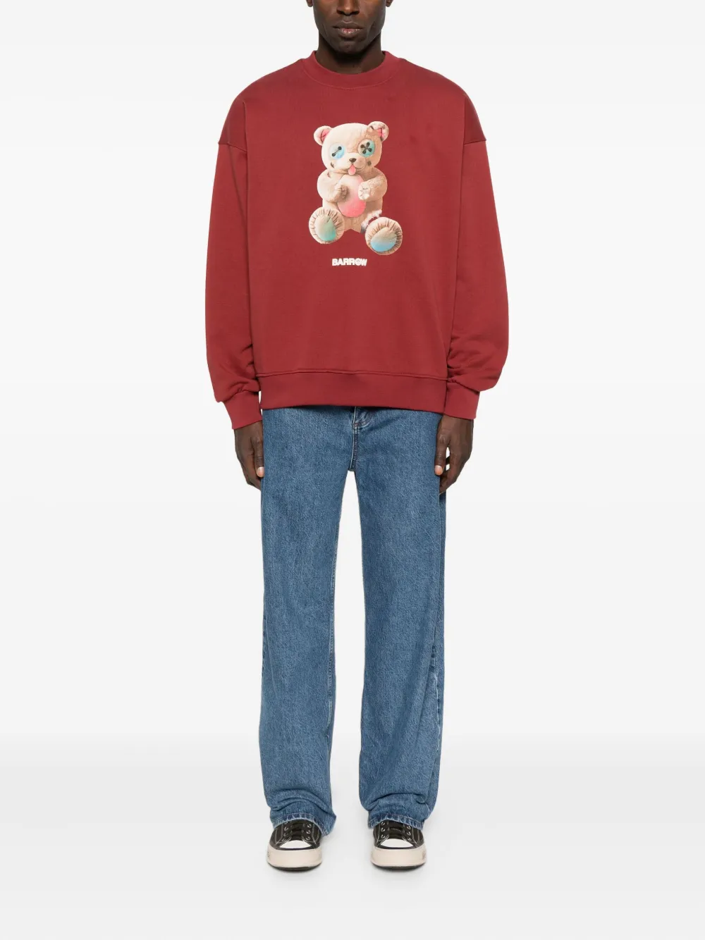 BARROW teddy-print crew-neck sweatshirt - Rood