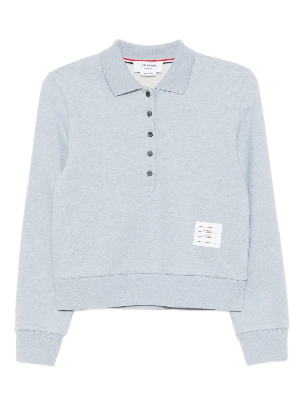 Thom Browne logo-appliqué cotton polo top | Blue | Image 1