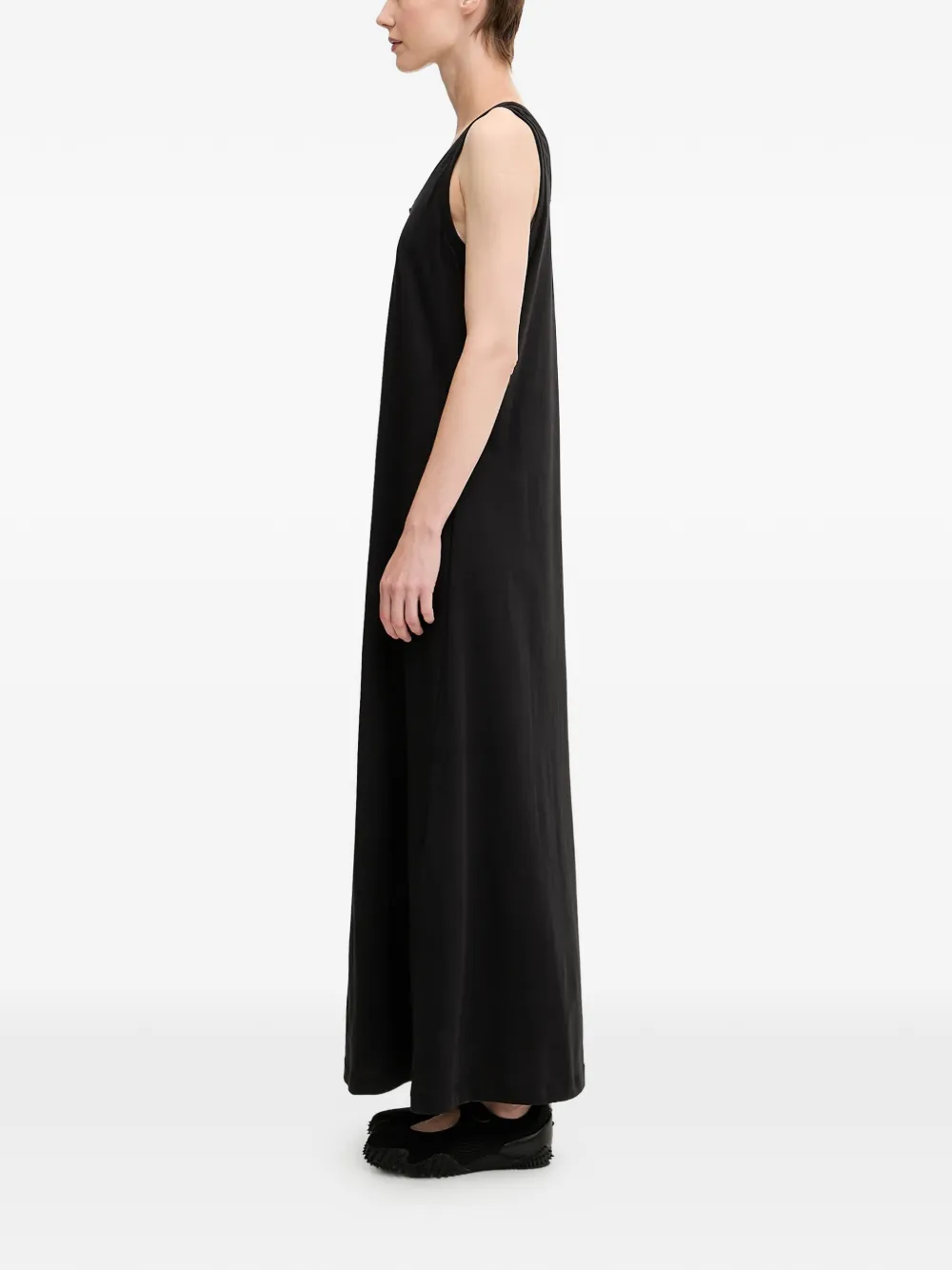 Pangaia Maxi-jurk met U-hals - Zwart