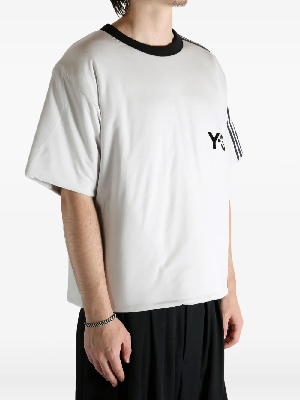 Y-3 White Padded 3 Stripes T-shirt In White