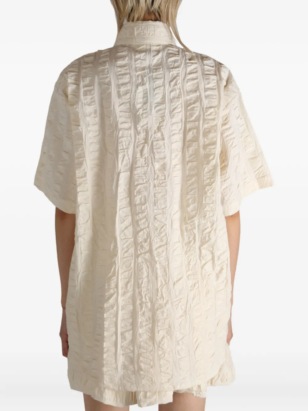 Elise Joan Crinkled Cotton Shirt In Neutral