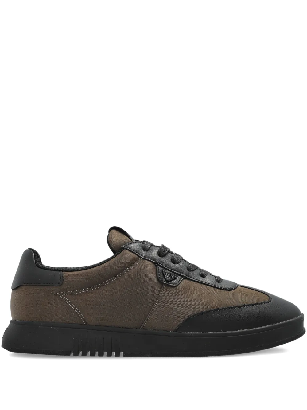 Emporio Armani lace-up panelled sneakers Brown