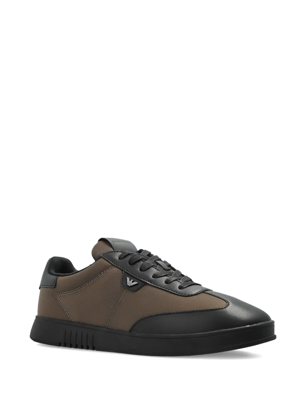 Emporio Armani lace-up panelled sneakers Brown