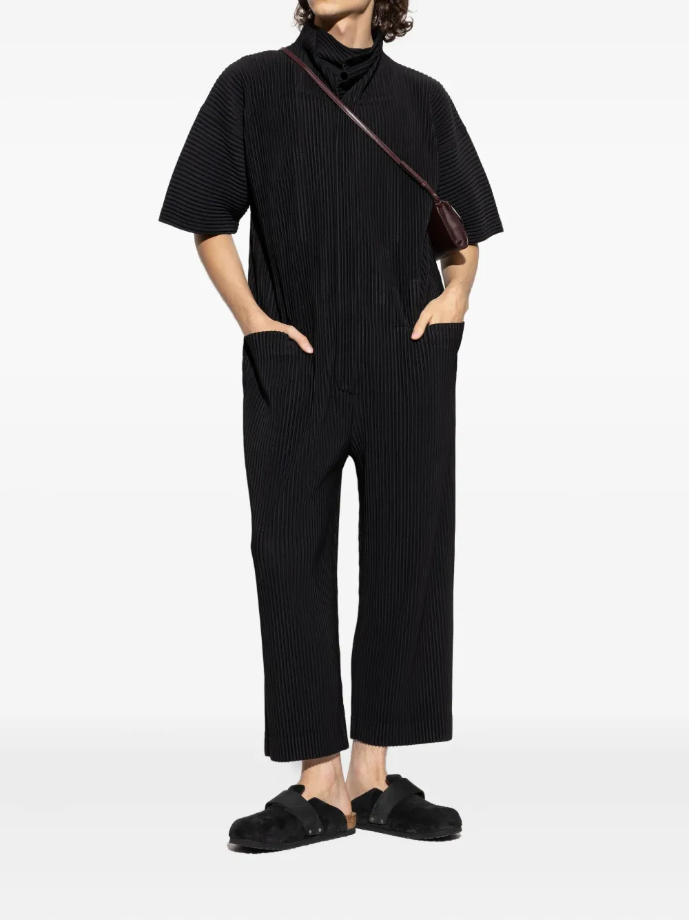 Homme Plissé Issey Miyake pleated short-sleeve jumpsuit - Zwart