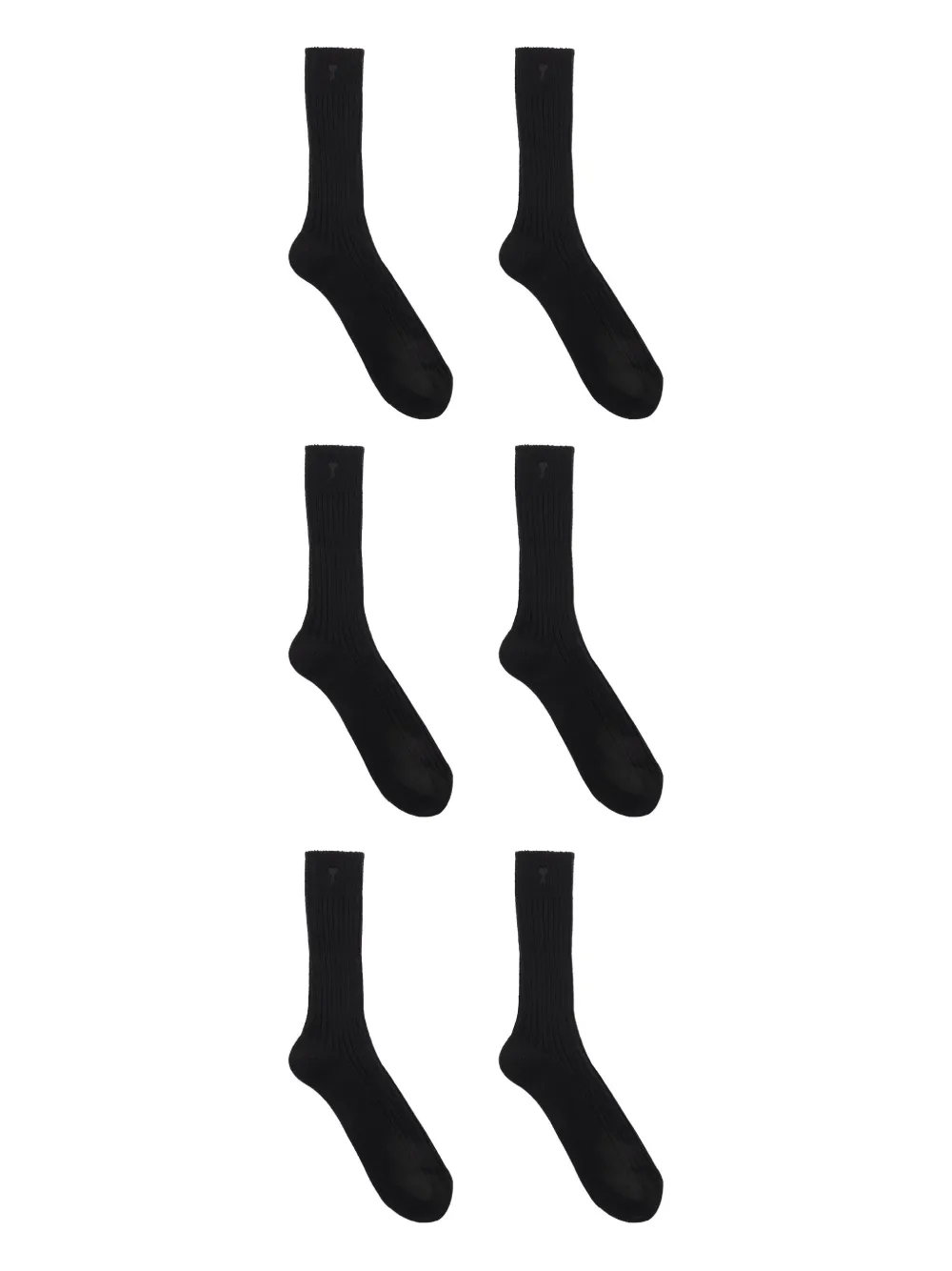 Ami Alexandre Mattiussi Ribbed Logo Socks (pack Of Three) In Black