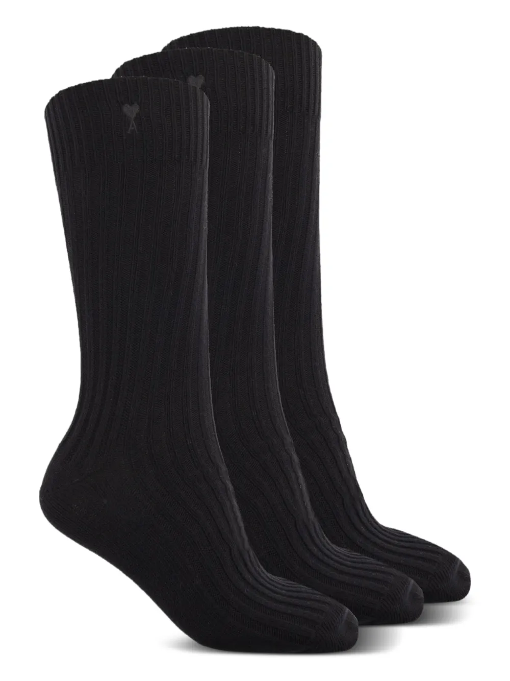AMI Paris ribbed logo socks (pack of three) | Black | Image 1